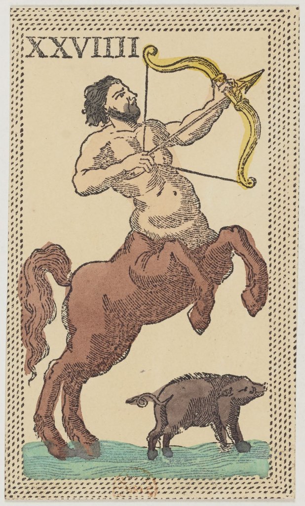 Il segno del Sagittario in un gioco di carte fiorentino (minchiate) del XIX secolo.