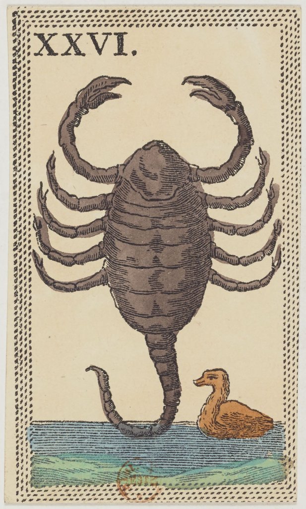 Il segno dello Scorpione in un gioco di carte fiorentino (minchiate) del XIX secolo.