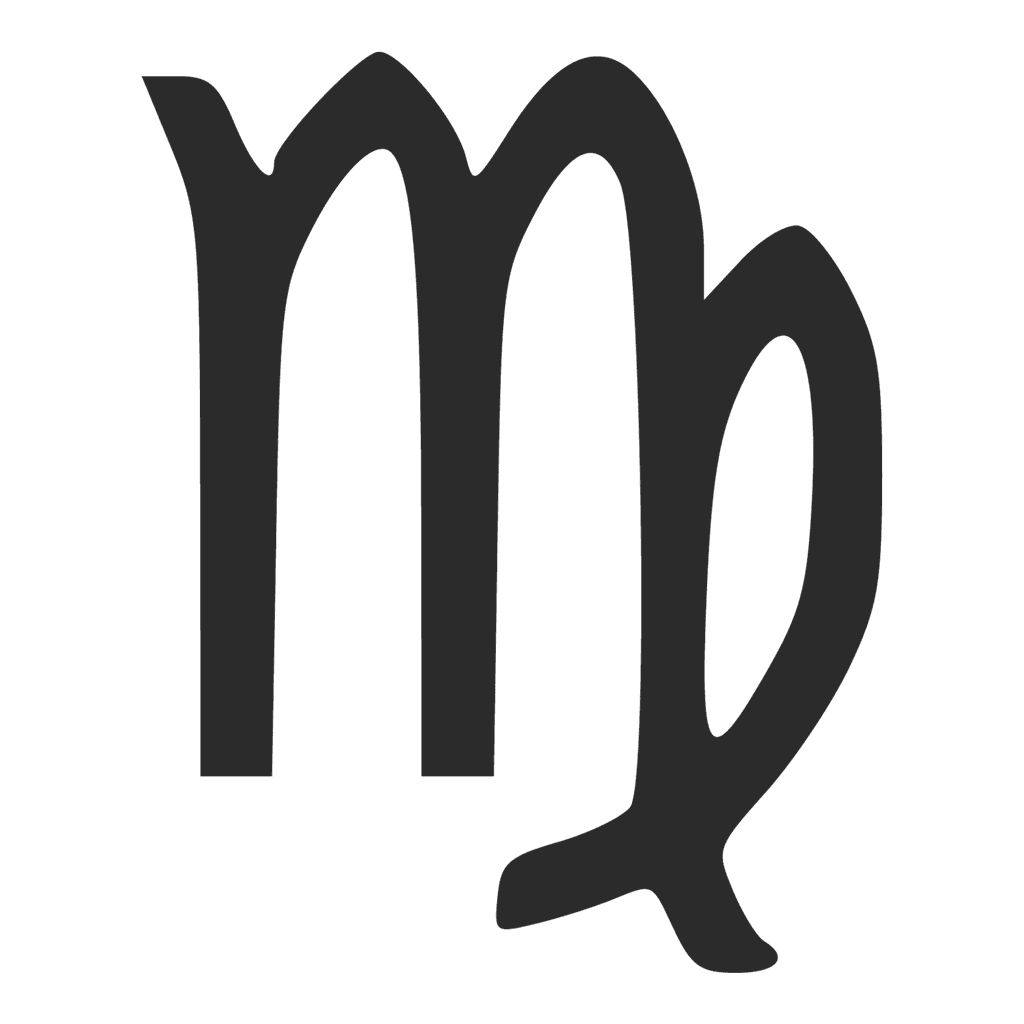 Il simbolo della Vergine è costituito da una “m” con un terzo arco che si ripiega su se stesso formando un cappio.