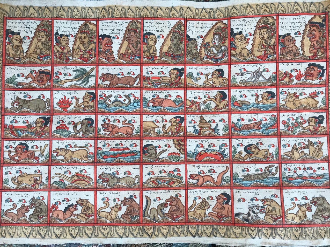 Palelintangan, un calendario astrologico nato dall'incrocio fra i giorni della settimana di 5 giorni e quelli della settimana di 7 giorni. Nel punto in cui si incrociano il giorno di nascita di un bambino in questi due calendari si ottengono indicazioni sul carattere del neonato. Solo le 5 righe centrali rappresentano i giorni della settimana di 5 giorni.