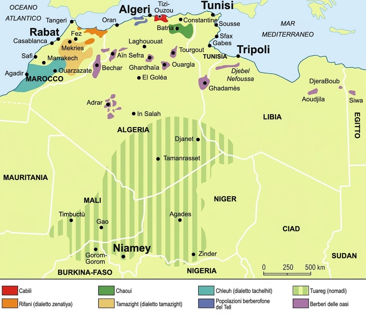 Distribuzione dei Berberi in Nord Africa