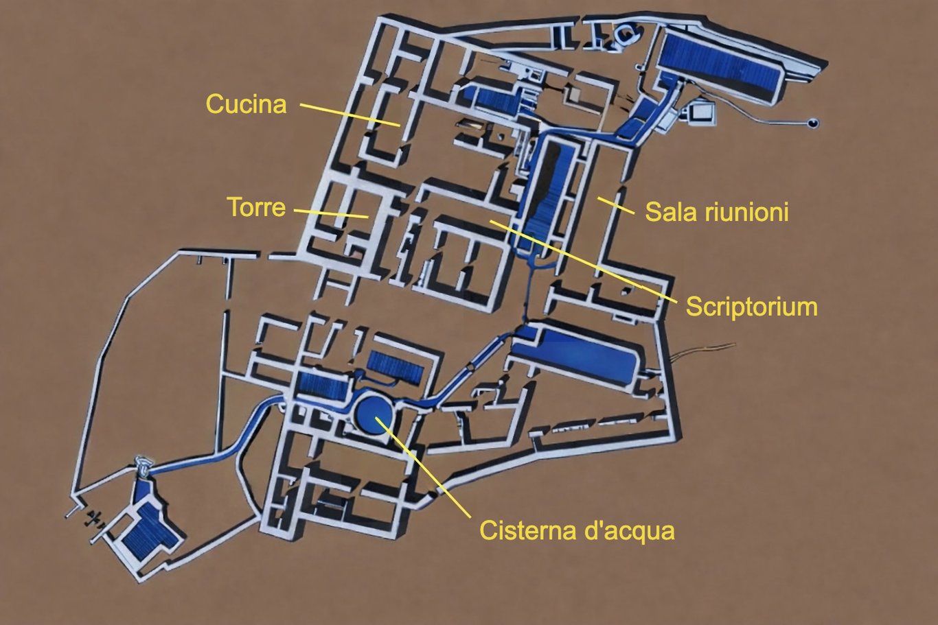 Pianta del sito di Qumran, che non poteva ospitare più di 50 persone. Non è stato scoperto alcun sentiero tra le rovine e le grotte che potesse far pensare a un loro uso come luogo di lavoro o di meditazione.