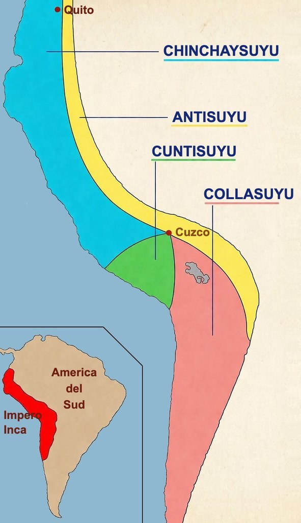 A partire da Cuzco, l'impero si divide in quattro "quartieri".