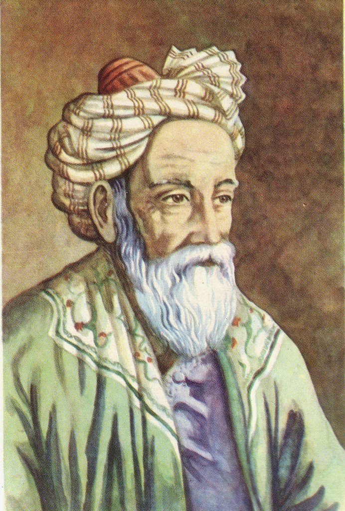 Rappresentazione di Omar Khayyam in un manuale sovietico, disegno di A. Venediktov