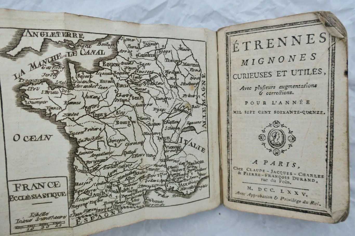 Carta di Francia con le étrennes mignonnes del 1775
