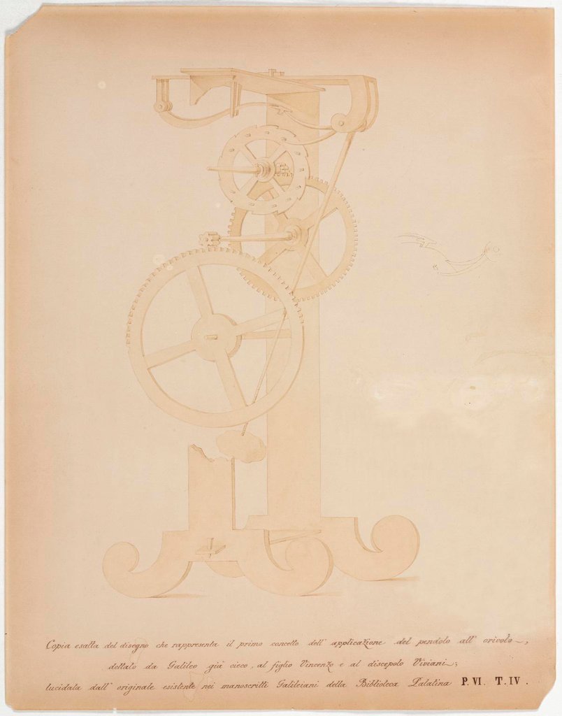 Pianta dell'orologio di Galileo, realizzata da Vincenzo Viviani (1622-1703), suo biografo e amico.
