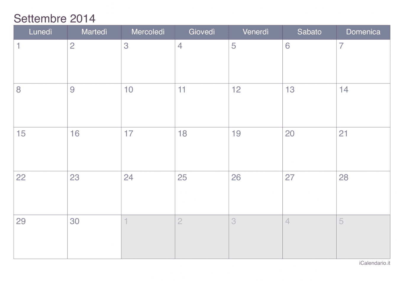 Calendario di settembre 2014 - Office