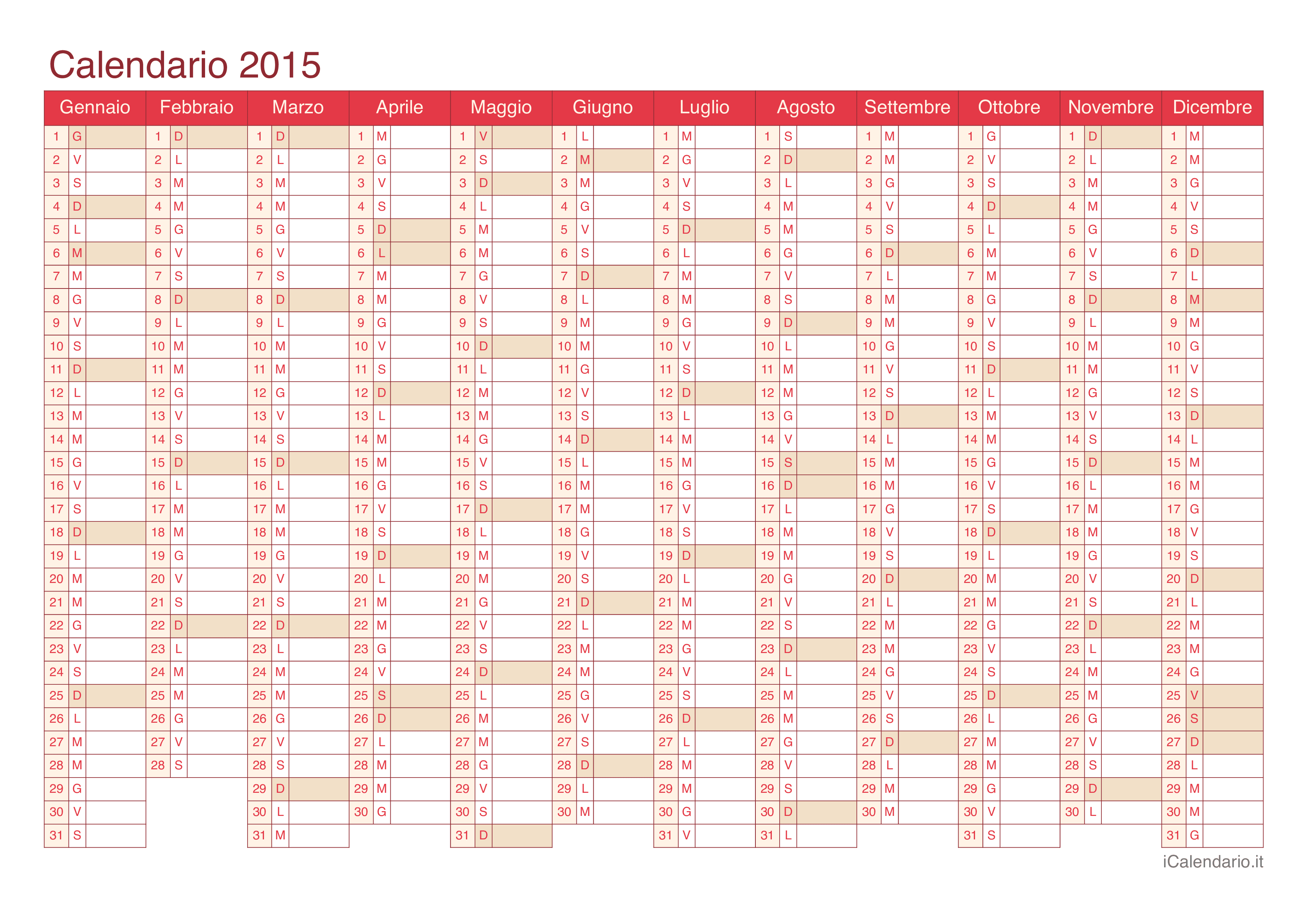 Calendario 2015 - Cherry