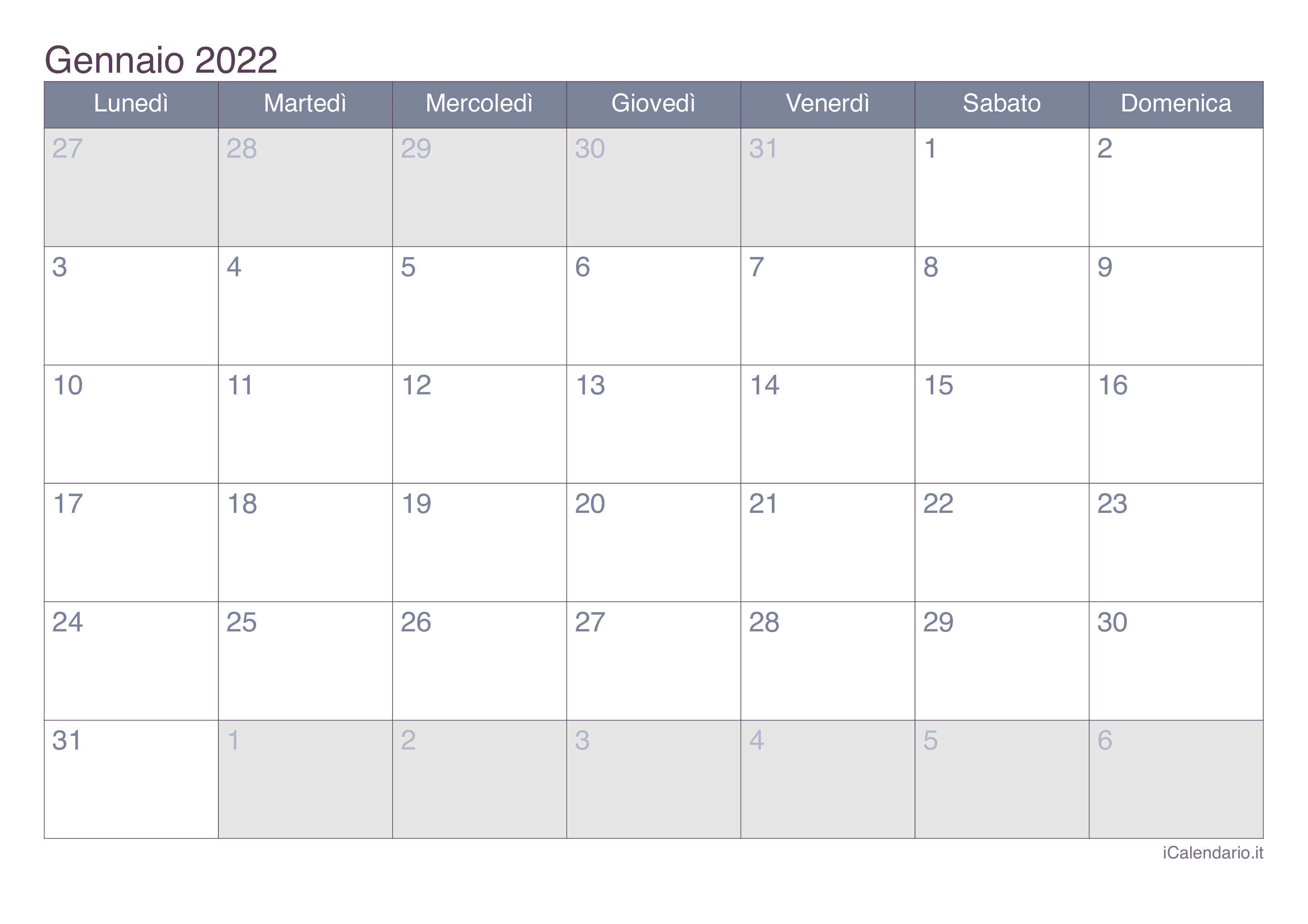 Calendario mensile 2022 - Office