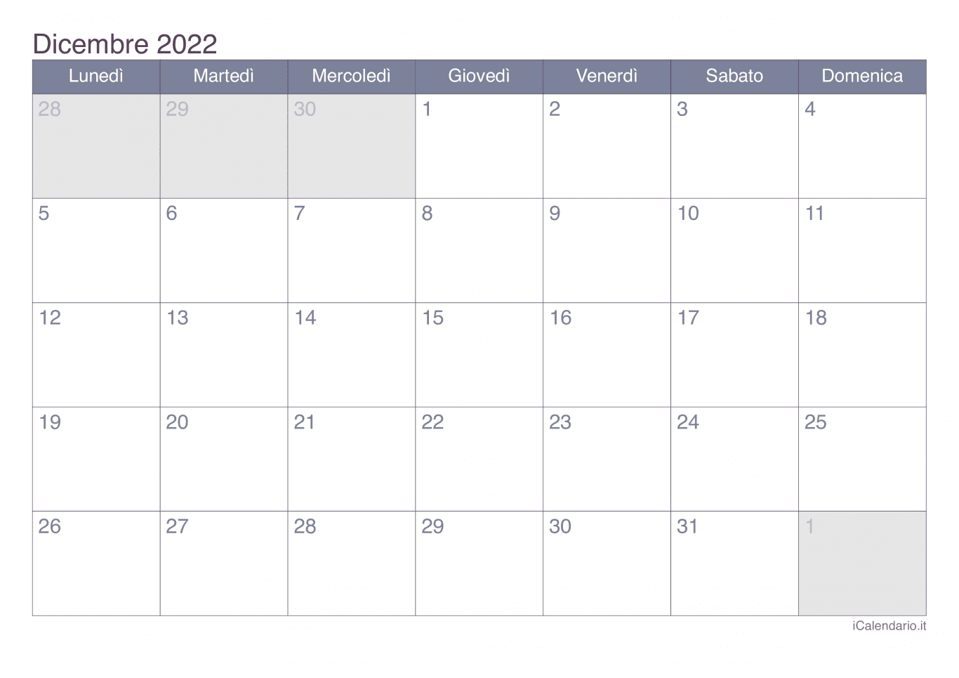 Calendario di dicembre 2022 - Office