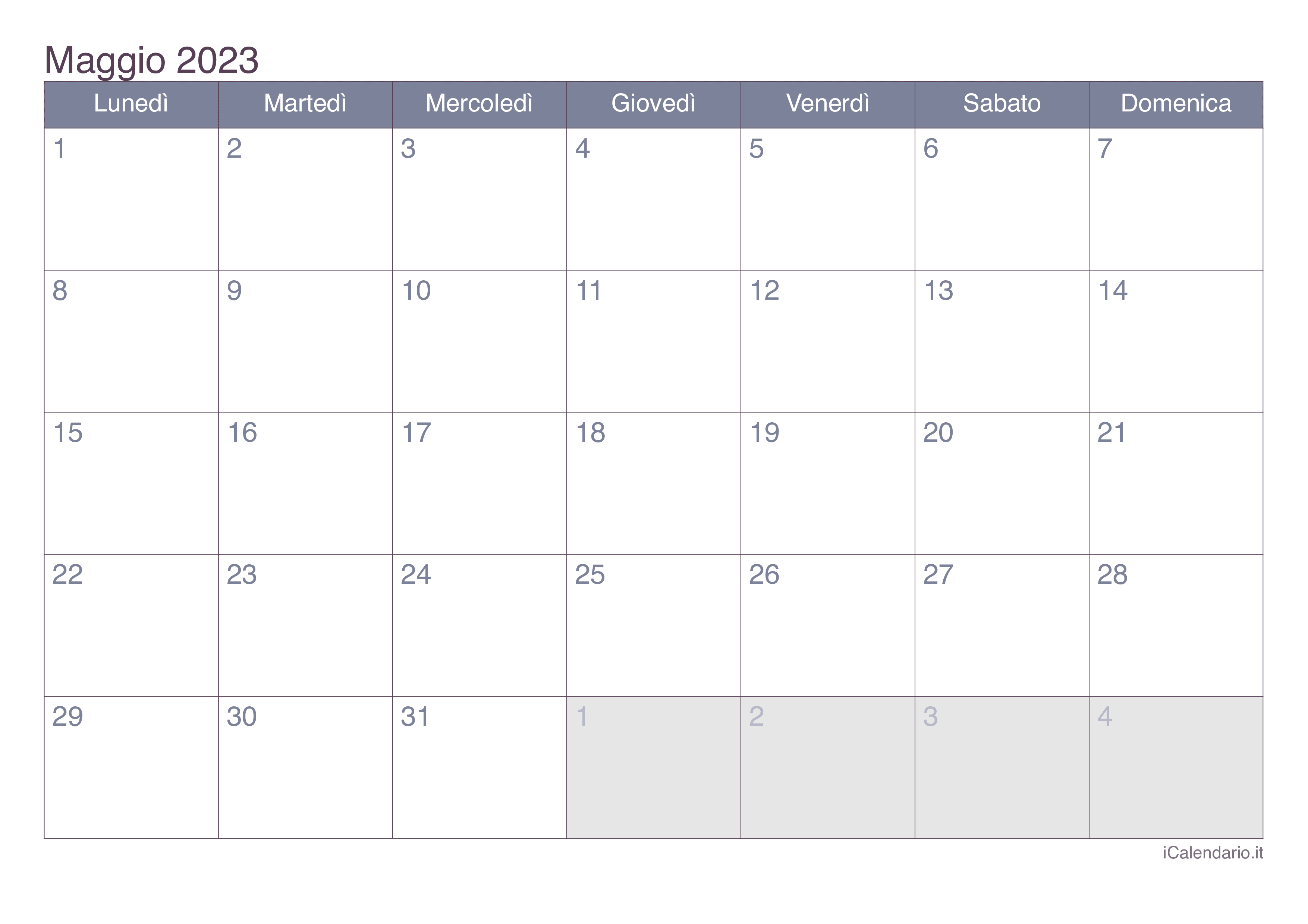 Calendario di maggio 2023 - Office