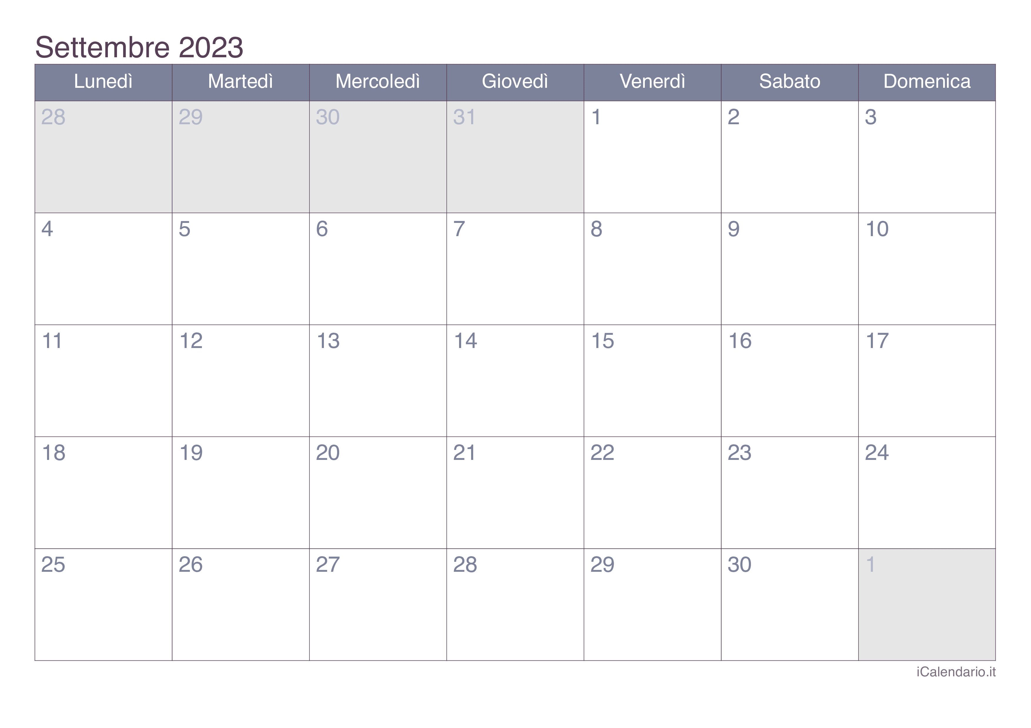 Calendario di settembre 2023 - Office