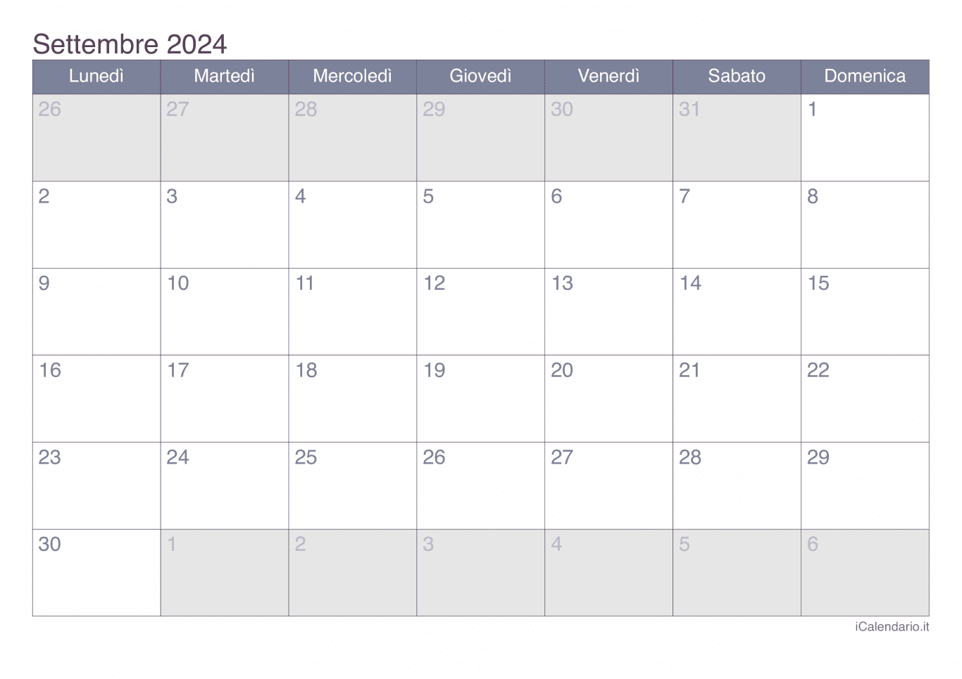 Calendario di settembre 2024 - Office