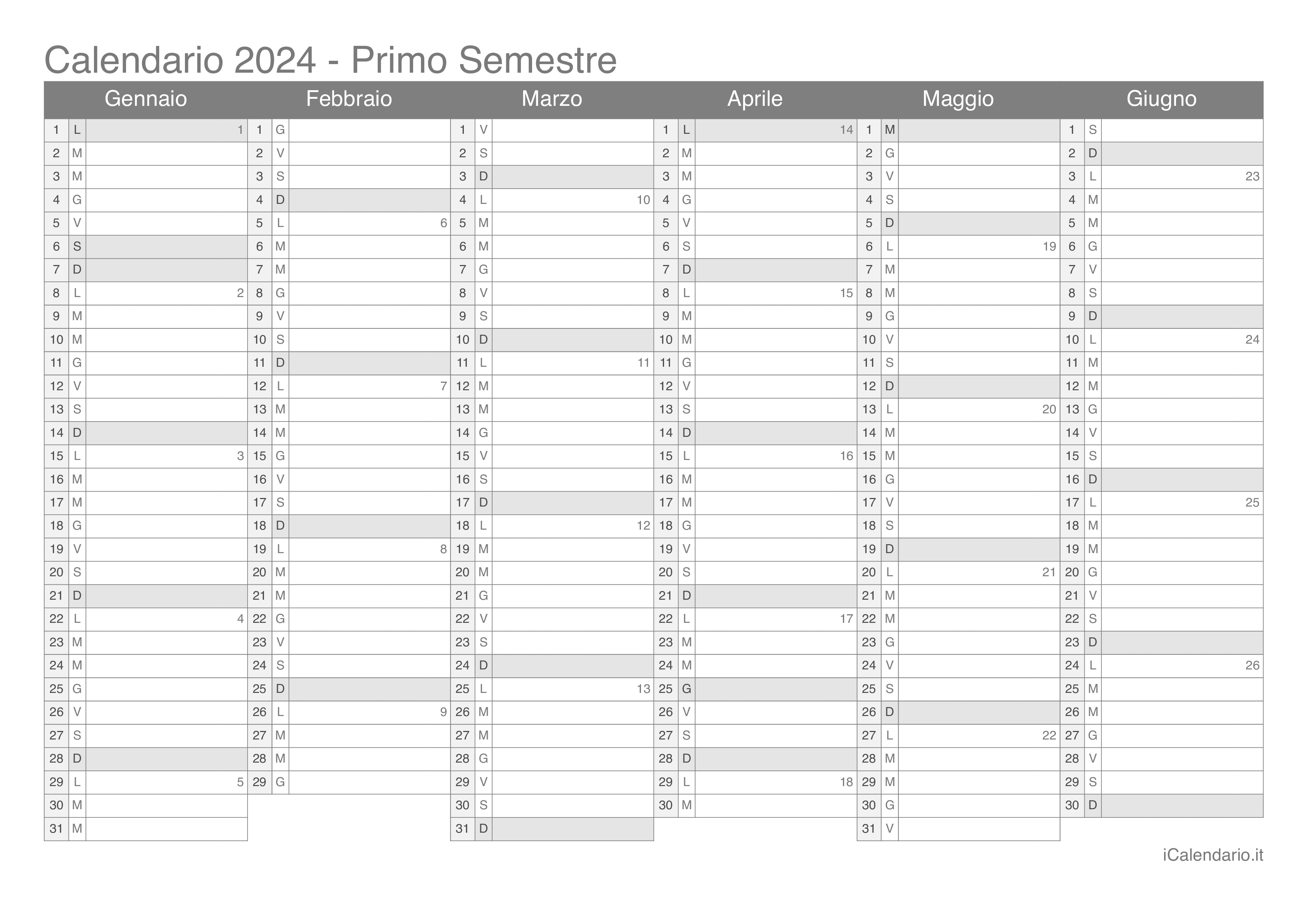 Calendario 2025 da stampare