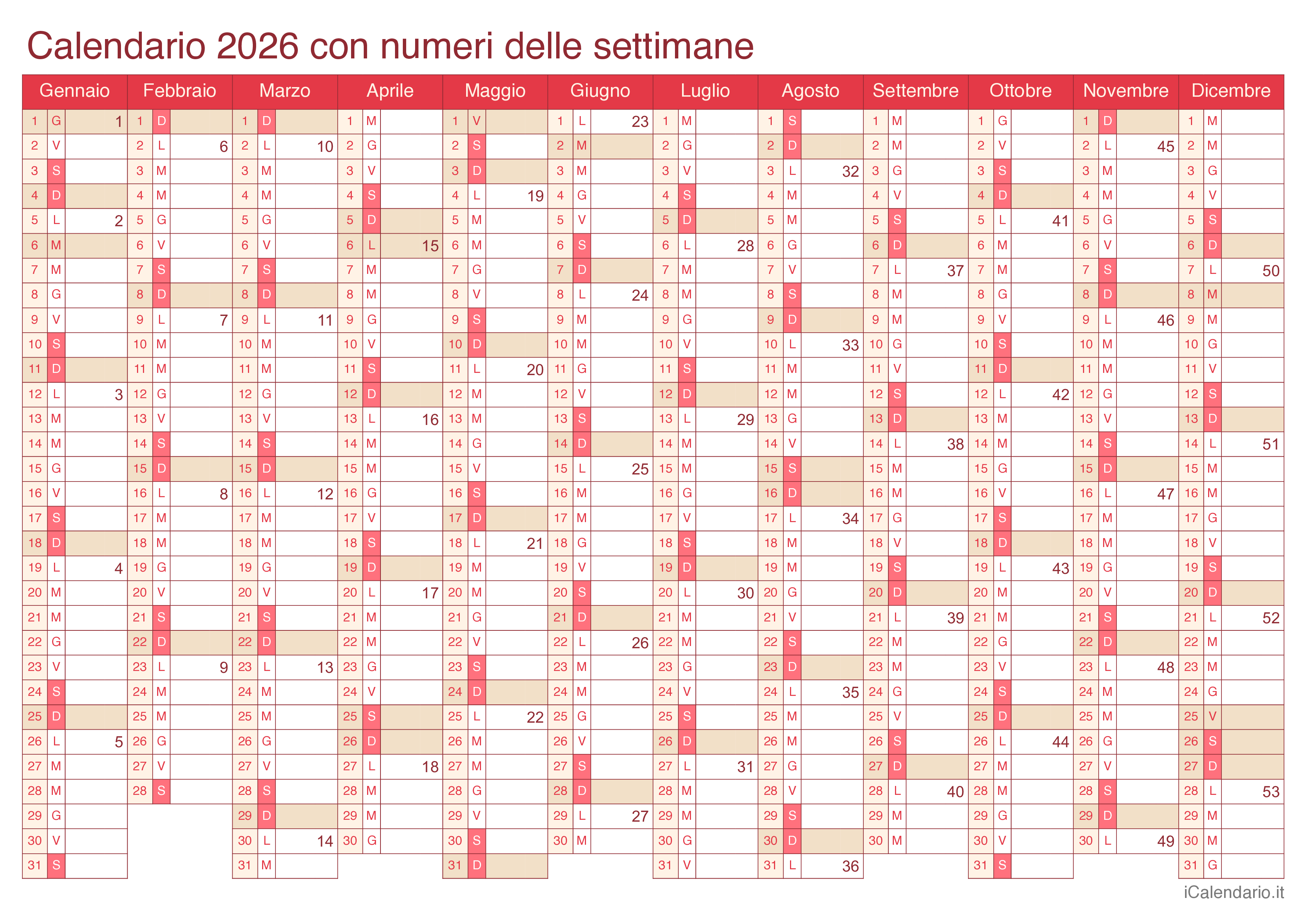 Calendario 2026 Da Stampare Con Settimane Definition Calendario 2026 Da Stampare Con Settimane Definition