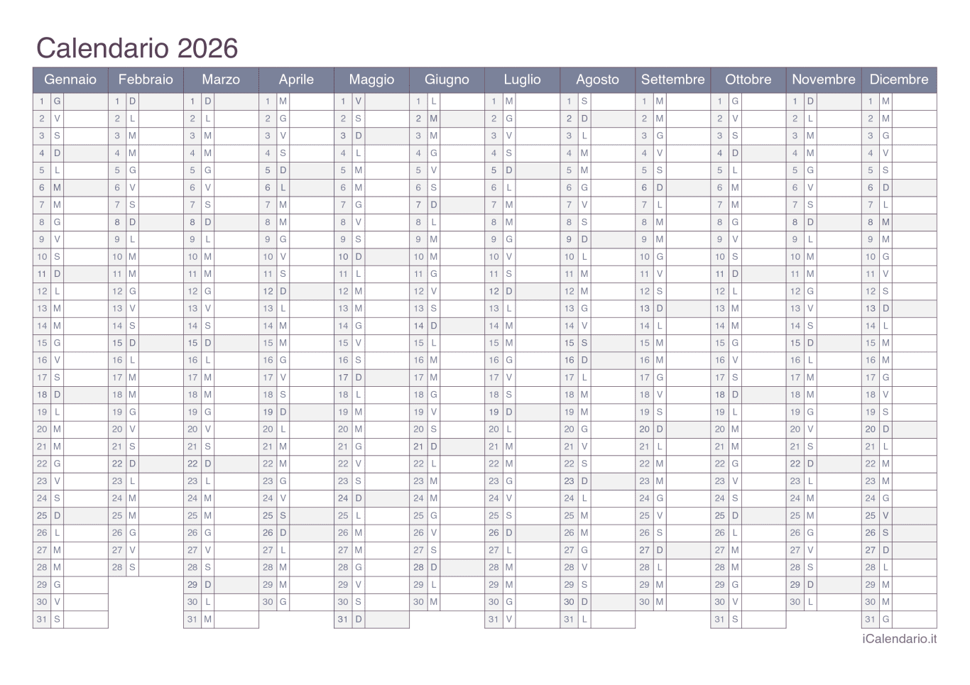 Calendario 2026 - Office