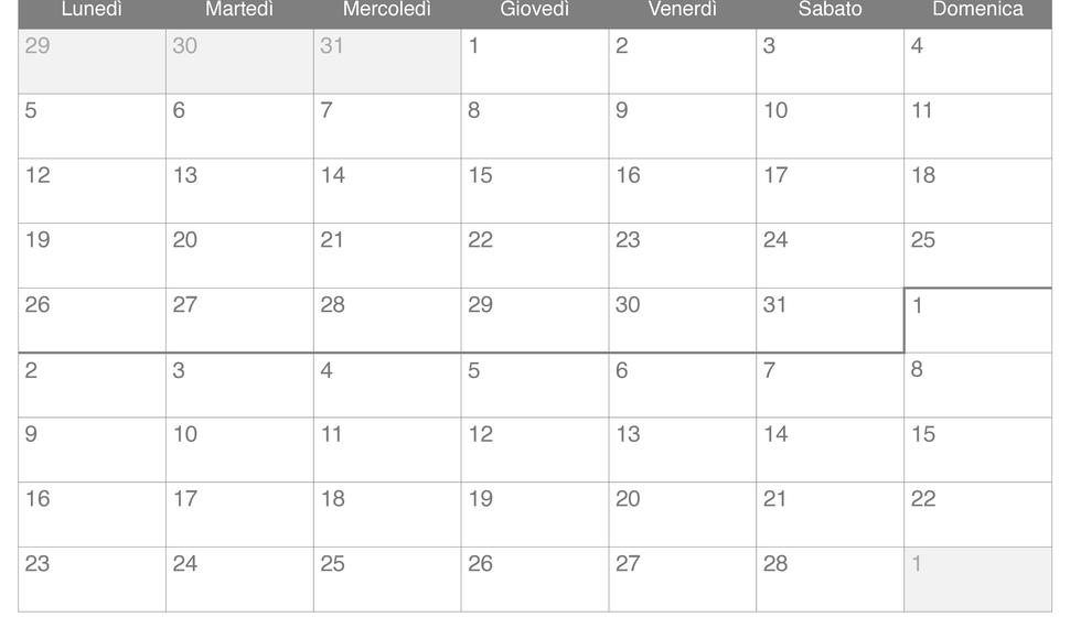Calendario di gennaio febbraio 2026