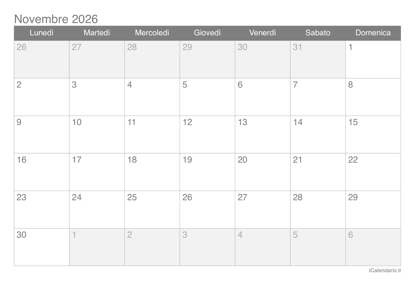 Calendario de novembre 2026