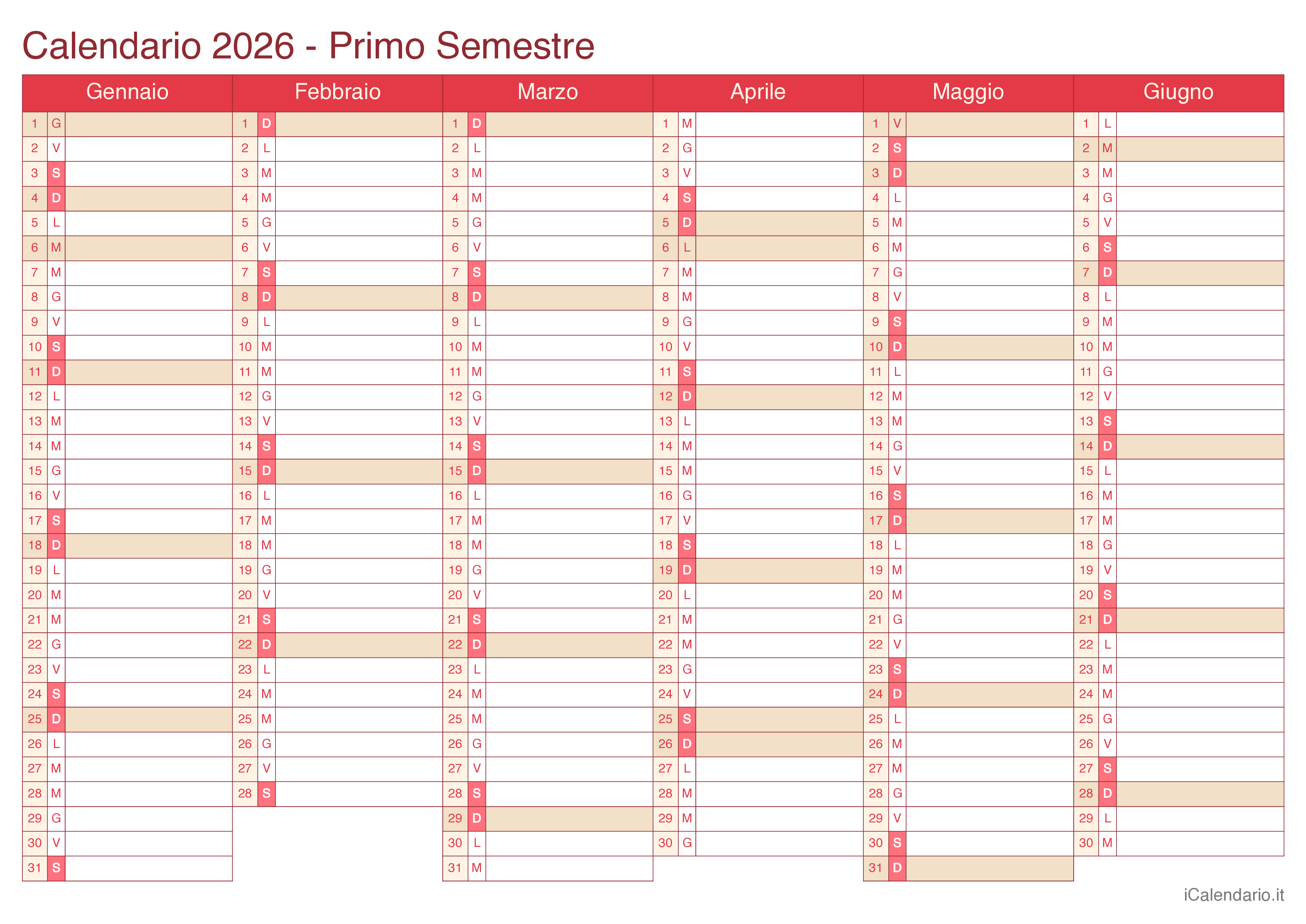 Calendario 2026 Da Stampare Calendario 2026 Da Stampare