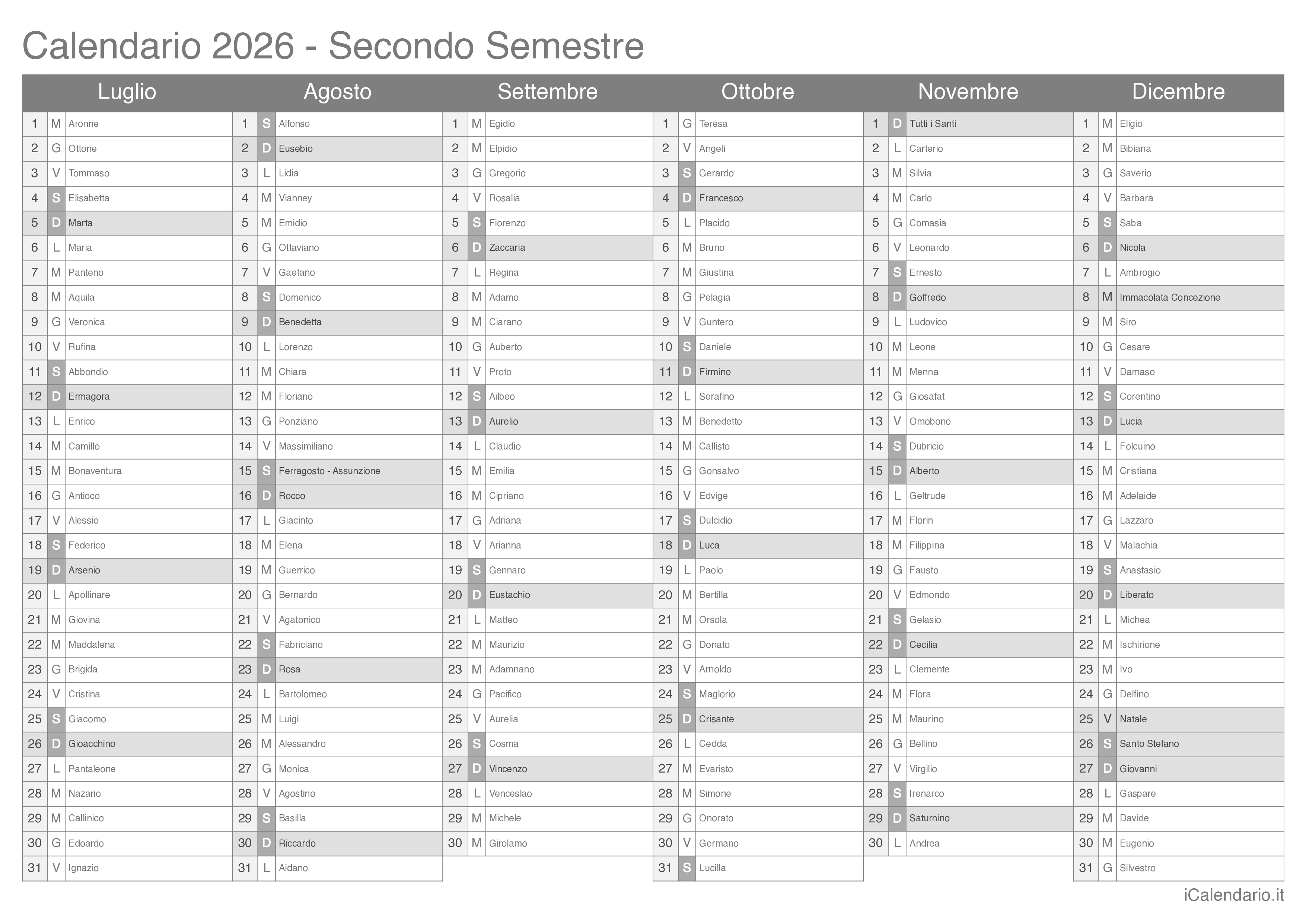 Calendario 2026 Da Stampare