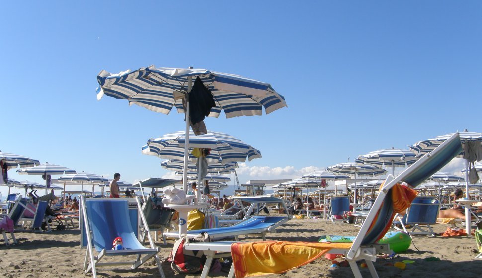 La spiaggia a Grosseto in agosto