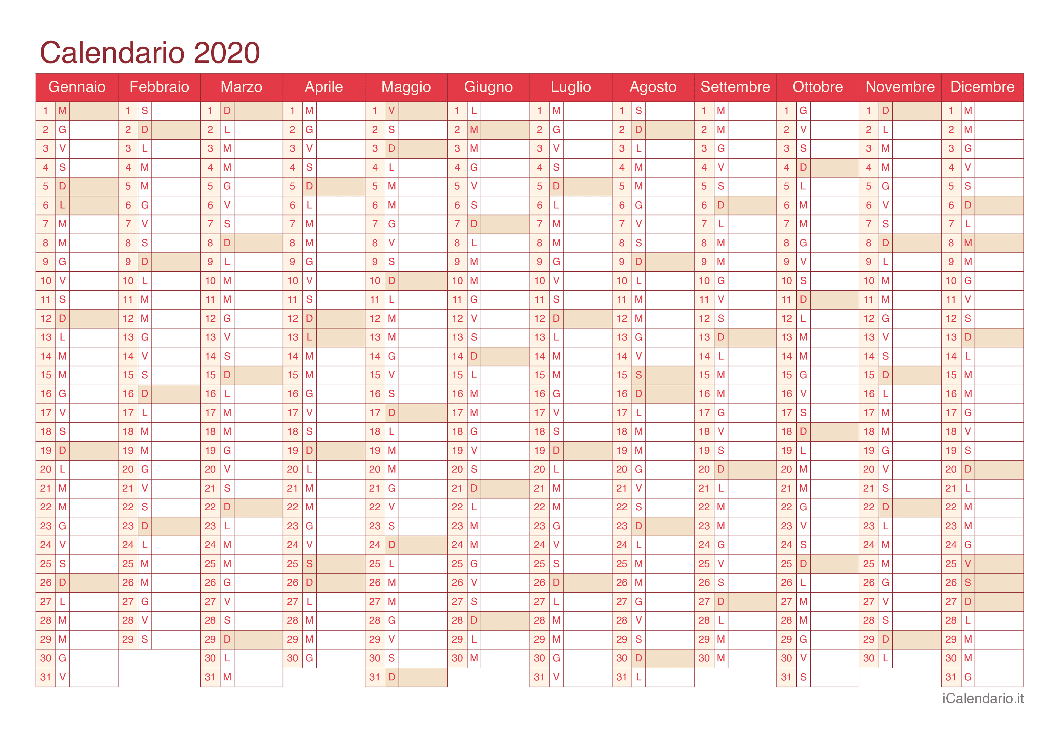 Calendario 2020 Da Stampare Icalendario It