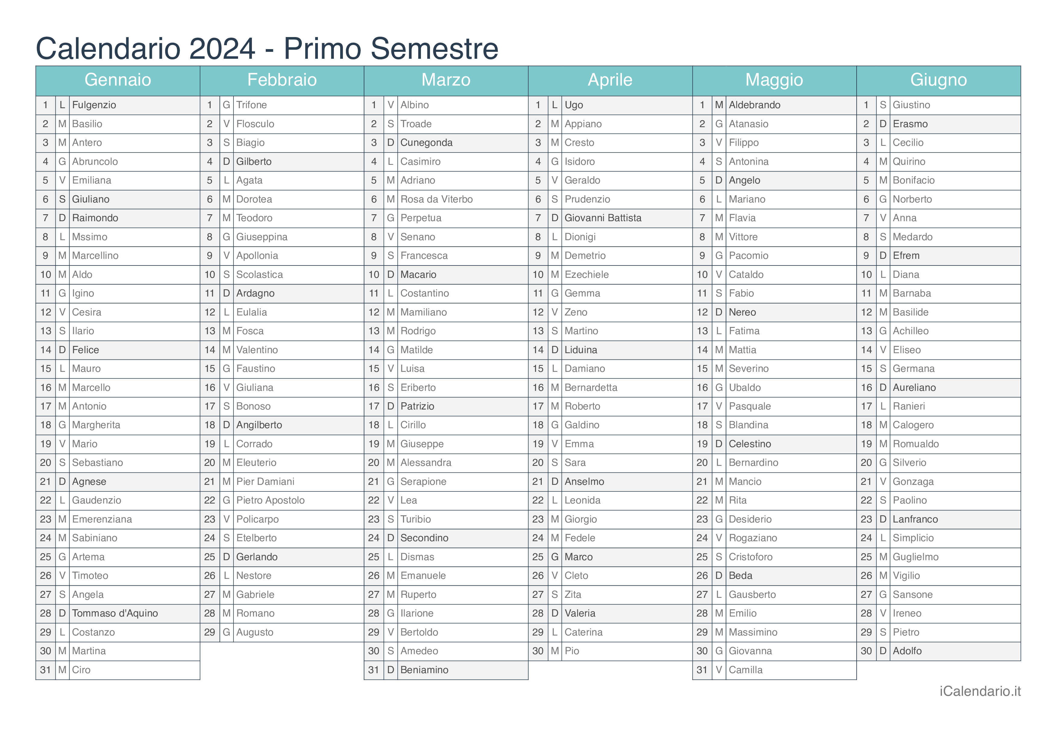 Calendario 2024 Da Stampare ICalendario it