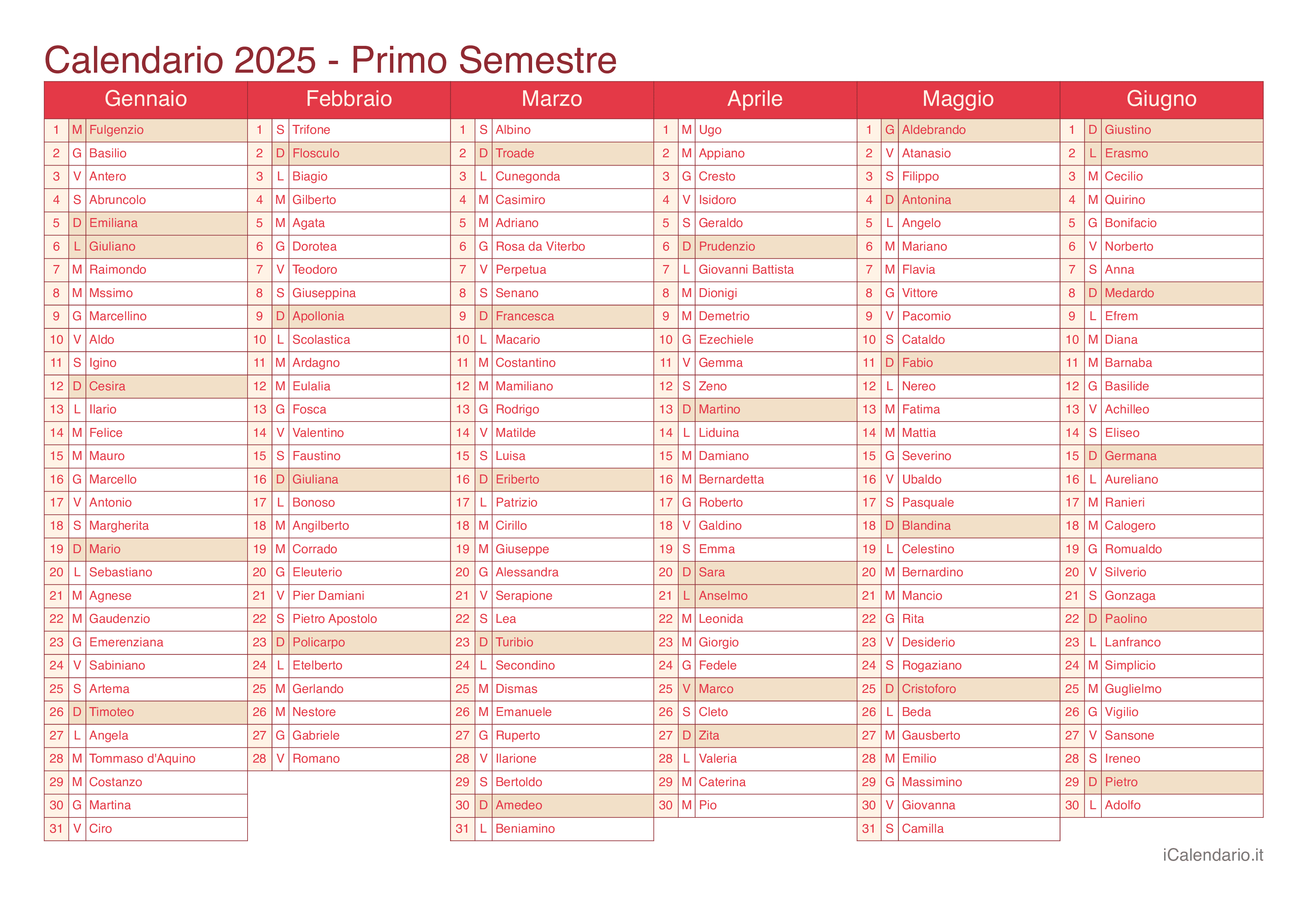 Calendario 2025 Da Stampare A3